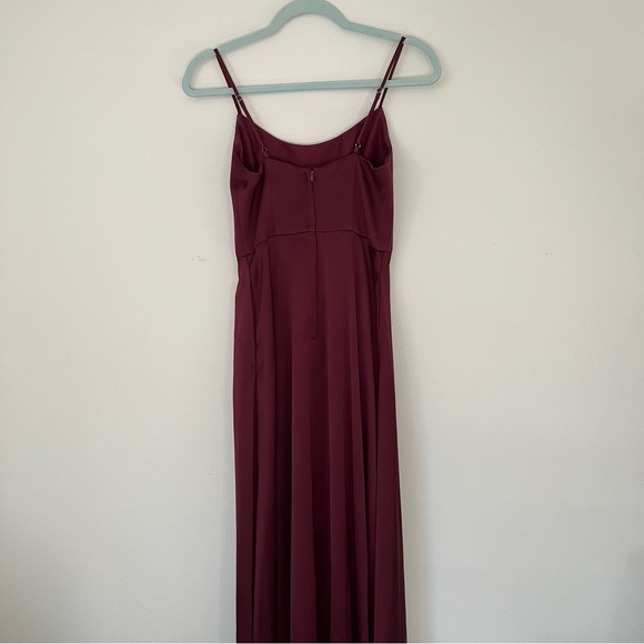 NWT David’s Bridal Wine Red Crepe-back Satin Spaghetti Strap Bridesmaid Dress - Picture 4 of 9